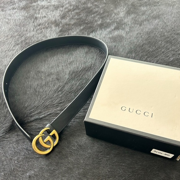 GG LOGO GUCCI LEATHER BELT - Picture 2 of 7